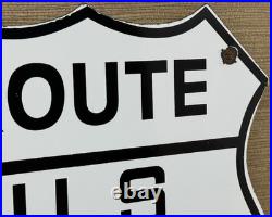 Vintage Us Route 66 Porcelain Metal Highway Sign Gas Oil Road Shield Americana