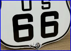 Vintage Us Route 66 Porcelain Metal Highway Sign Gas Oil Road Shield Americana