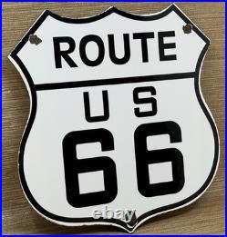Vintage Us Route 66 Porcelain Metal Highway Sign Gas Oil Road Shield Americana