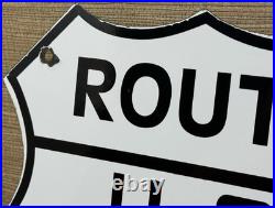 Vintage Us Route 66 Porcelain Metal Highway Sign Gas Oil Road Shield Americana