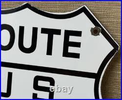 Vintage Us Route 66 Porcelain Metal Highway Sign Gas Oil Road Shield Americana