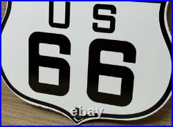 Vintage Us Route 66 Porcelain Metal Highway Sign Gas Oil Road Shield Americana