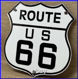 Vintage Us Route 66 Porcelain Metal Highway Sign Gas Oil Road Shield Americana