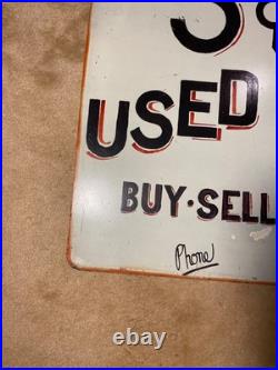 Vintage Used Metal Car Sign Double Sided Hanging 26 X 26