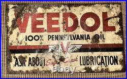 Vintage VEEDOL 100% Pennsylvania Oil Tin Metal Gas Station Sign Petroliana Vintage VEEDOL 100% Pennsylvania Oil Tin Metal Gas Station Sign Petroliana