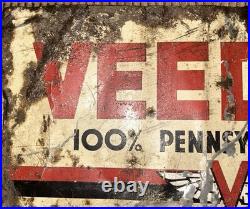 Vintage VEEDOL 100% Pennsylvania Oil Tin Metal Gas Station Sign Petroliana Vintage VEEDOL 100% Pennsylvania Oil Tin Metal Gas Station Sign Petroliana
