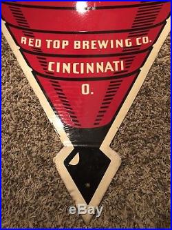 Vintage VERY RARE Red Top Beer Ale Double Sided Painted Metal Sign 70 x 47