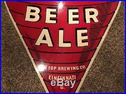 Vintage VERY RARE Red Top Beer Ale Double Sided Painted Metal Sign 70 x 47
