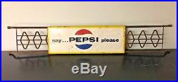 Vintage VTG Pepsi Cola Soda Pop Gas Station 30 Metal Door Push Sign Rare HTF