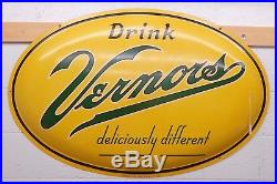 Vintage Vernor's Ginger Ale Soda Pop 47 Oval Metal Sign Near Mint