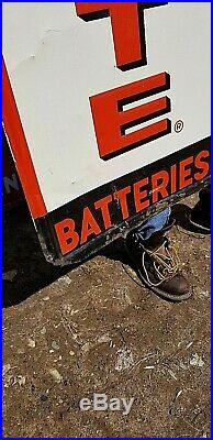 Vintage Vertical Ford Autolite Batteries Metal Sign Gas gasoline Oil 60X18