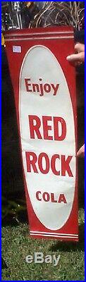 Vintage Vertical tall Red Rock Cola Soda Pop Metal Sign 48X12