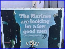Vintage Vietnam Era Marine Corps Recruitment Metal Double Sided Sign