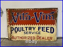 Vintage Vita-Vim Poultry Feed Authorized Dealer Metal Sign