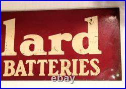 Vintage WILLARD STORAGE BATTERIES Flange SIGN 22 Metal RARE gas oil