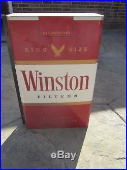 Vintage WINSTON Cigarette Large Metal Sign in Shape of Pack with Mounting Bracket