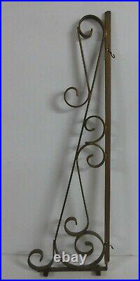 Vintage Wall Mount Hanging Sign Bracket, 35 Overall Gold wrought iron