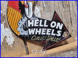 Vintage Wall Of Death Porcelain Sign Rare Old Hell On Wheels Motorcycle Show