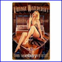 Vintage Watercraft Carpenter Pin Up Metal Sign by Greg Hildebrandt