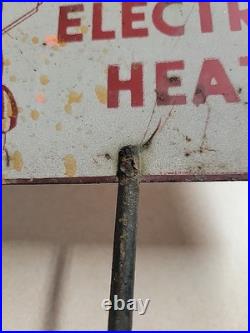 Vintage We Have Electric Heat Willie Wiredhand 2-Sided Metal Sign 5x8