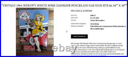Vintage Wendy White Rose Woman Convertible 16 Porcelain Metal Gasoline Oil Sign Vintage Wendy White Rose Woman Convertible 16 Porcelain Metal Gasoline Oil Sign