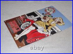 Vintage Wendy White Rose Woman Convertible 16 Porcelain Metal Gasoline Oil Sign