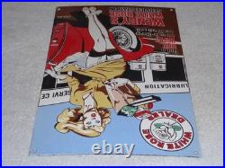 Vintage Wendy White Rose Woman Convertible 16 Porcelain Metal Gasoline Oil Sign