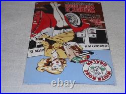Vintage Wendy White Rose Woman Convertible 16 Porcelain Metal Gasoline Oil Sign