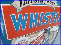 Vintage Whistle Orange Soda Metal Sign 30 x 26 Elf Gnome RARE No BARN! GAS OIL