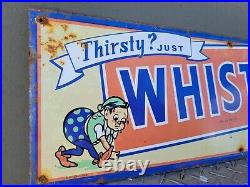 Vintage Whistle Soda Sign Old Beverage Metal Advertising Gas Oil Soft Drink Pop