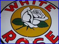 Vintage White Rose Gasoline Service Station 11 3/4 Porcelain Metal Gas Oil Sign