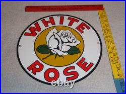 Vintage White Rose Gasoline Service Station 11 3/4 Porcelain Metal Gas Oil Sign