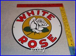 Vintage White Rose Gasoline Service Station 11 3/4 Porcelain Metal Gas Oil Sign