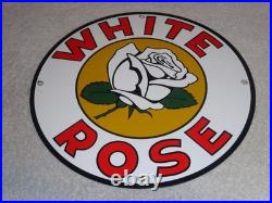 Vintage White Rose Gasoline Service Station 11 3/4 Porcelain Metal Gas Oil Sign