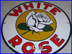 Vintage White Rose Gasoline Service Station 11 3/4 Porcelain Metal Gas Oil Sign