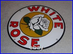 Vintage White Rose Gasoline Service Station 11 3/4 Porcelain Metal Gas Oil Sign