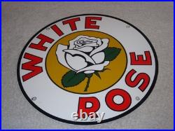 Vintage White Rose Gasoline Service Station 11 3/4 Porcelain Metal Gas Oil Sign