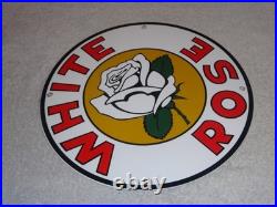 Vintage White Rose Gasoline Service Station 11 3/4 Porcelain Metal Gas Oil Sign