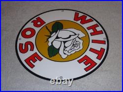 Vintage White Rose Gasoline Service Station 11 3/4 Porcelain Metal Gas Oil Sign