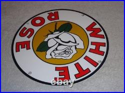 Vintage White Rose Gasoline Service Station 11 3/4 Porcelain Metal Gas Oil Sign