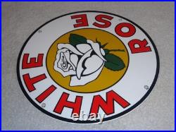 Vintage White Rose Gasoline Service Station 11 3/4 Porcelain Metal Gas Oil Sign