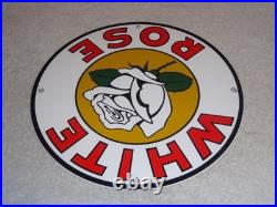 Vintage White Rose Gasoline Service Station 11 3/4 Porcelain Metal Gas Oil Sign