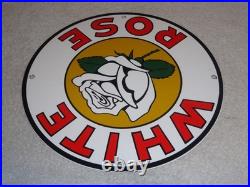 Vintage White Rose Gasoline Service Station 11 3/4 Porcelain Metal Gas Oil Sign