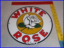 Vintage White Rose Gasoline Service Station 11 3/4 Porcelain Metal Gas Oil Sign