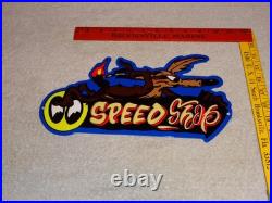 Vintage Wile E. Coyote On Moon Eyes Speed Shop Rocket? Metal Gasoline Oil Sign