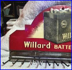 Vintage Willard Battery Cables Display Embossed Metal Sign Advertising