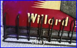 Vintage Willard Battery Cables Display Embossed Metal Sign Advertising