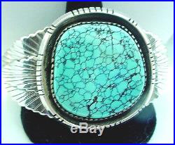 Vintage Willete Navajo Signed Spider Web Turquoise Sterling Cuff Bracelet Large
