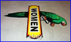 Vintage Wiltshire Polly The Parrot Men & Women Restroom Metal Gasoline Oil Sign Vintage Wiltshire Polly The Parrot Men & Women Restroom Metal Gasoline Oil Sign