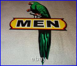 Vintage Wiltshire Polly The Parrot Men & Women Restroom Metal Gasoline Oil Sign